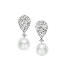 BÁLTICO, Pendientes de perlas y diamantes